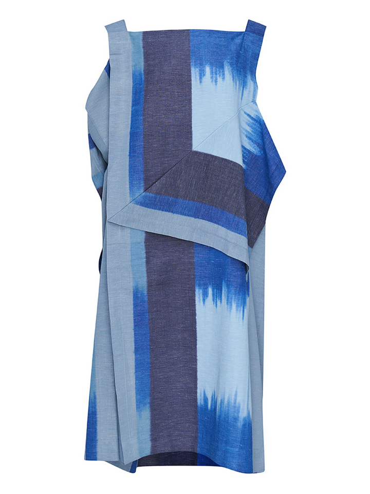 132 5. ISSEY MIYAKE LIGHT TRAILS Woven Dress Navy Mix 1