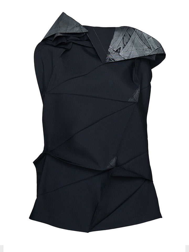       132-5.-ISSEY-MIYAKE-STANDARD-Woven-Top-Black-_-Silver-1