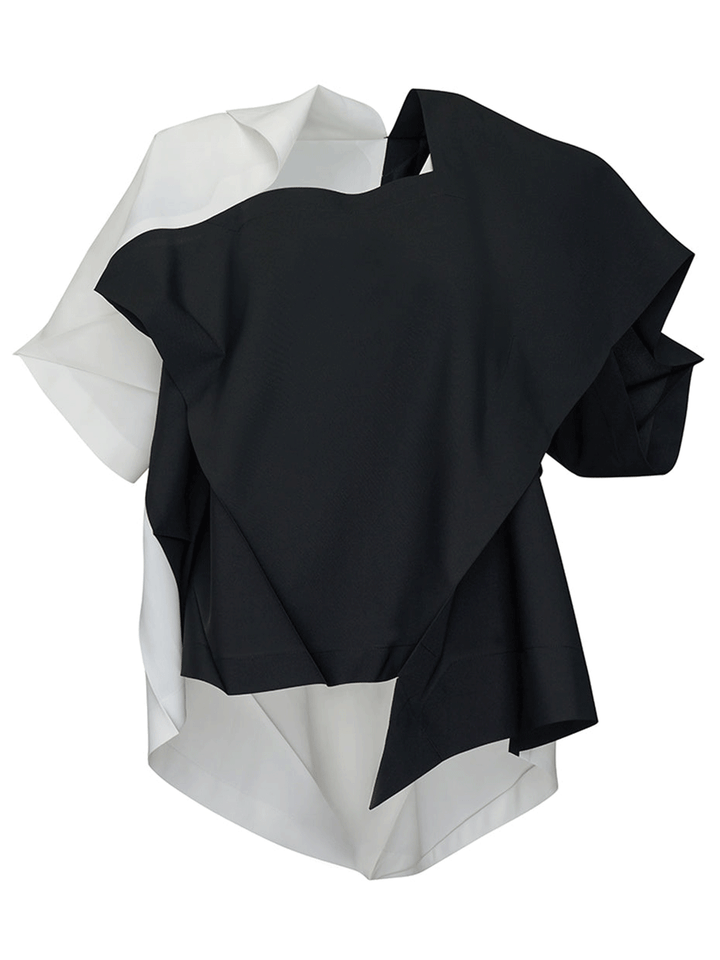 132-5.-ISSEY-MIYAKE-SWITCHING-VOLUME-Blouse-Black-White-1