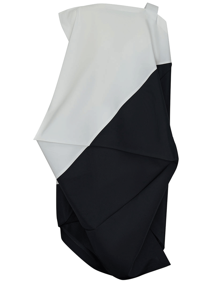 132-5.-ISSEY-MIYAKE-SWITCHING-VOLUME-Dress-Black-White-1