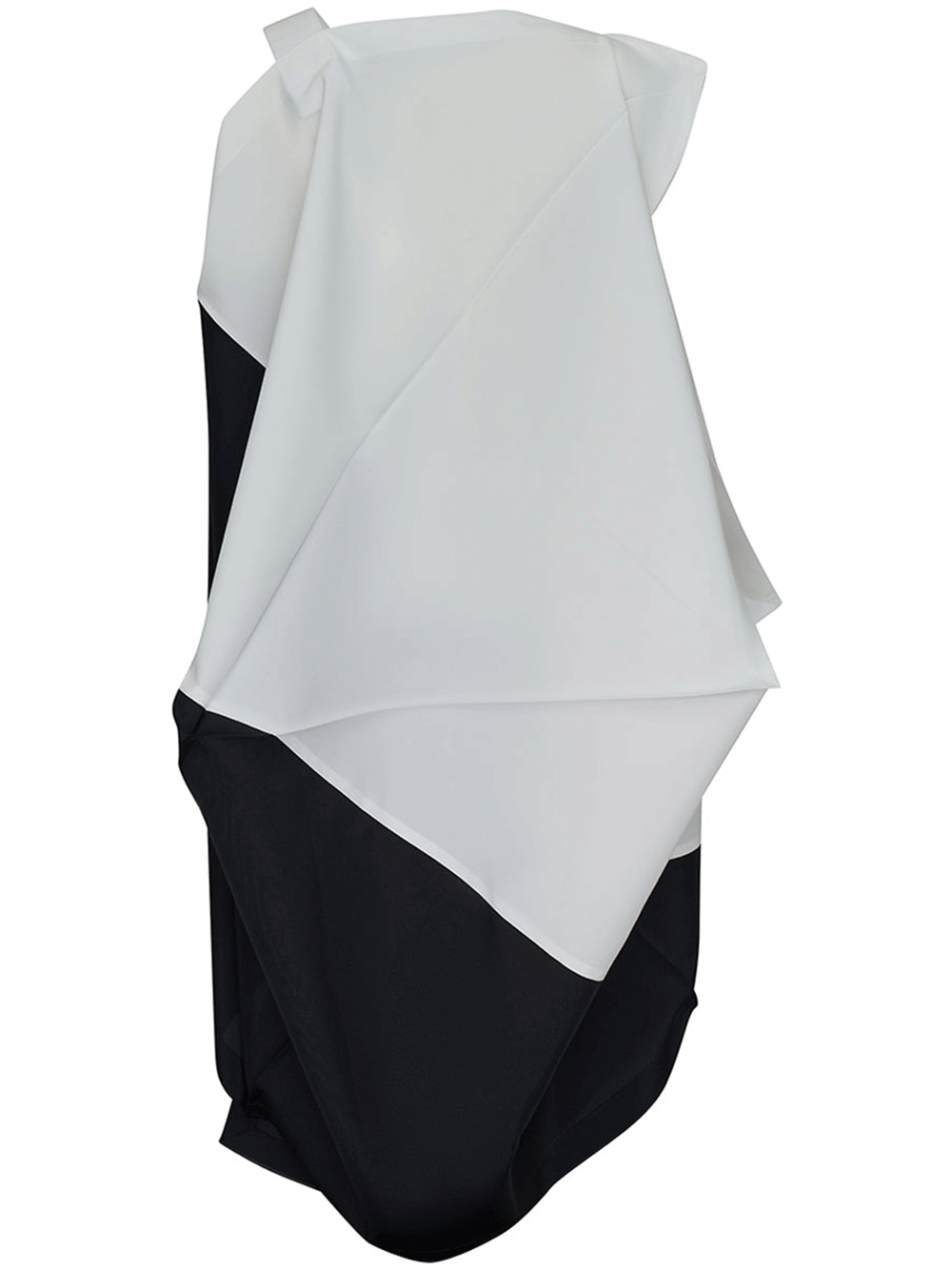 132-5.-ISSEY-MIYAKE-SWITCHING-VOLUME-Dress-Black-White-2