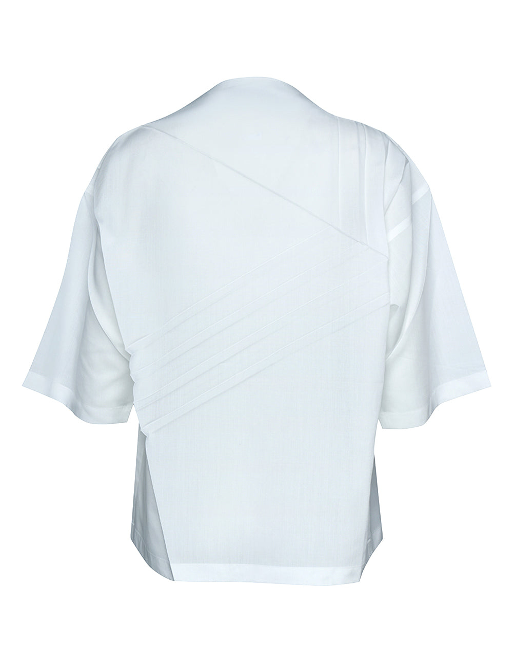 132-5. ISSEY-MIYAKE-PLEATS-T-BASIC-Woven-Top-White-2