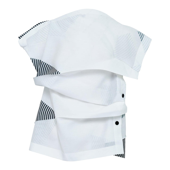 Club21 - 132 5. ISSEY MIYAKE - Fold Ramie Print Woven Top - WOVEN TOPS - White