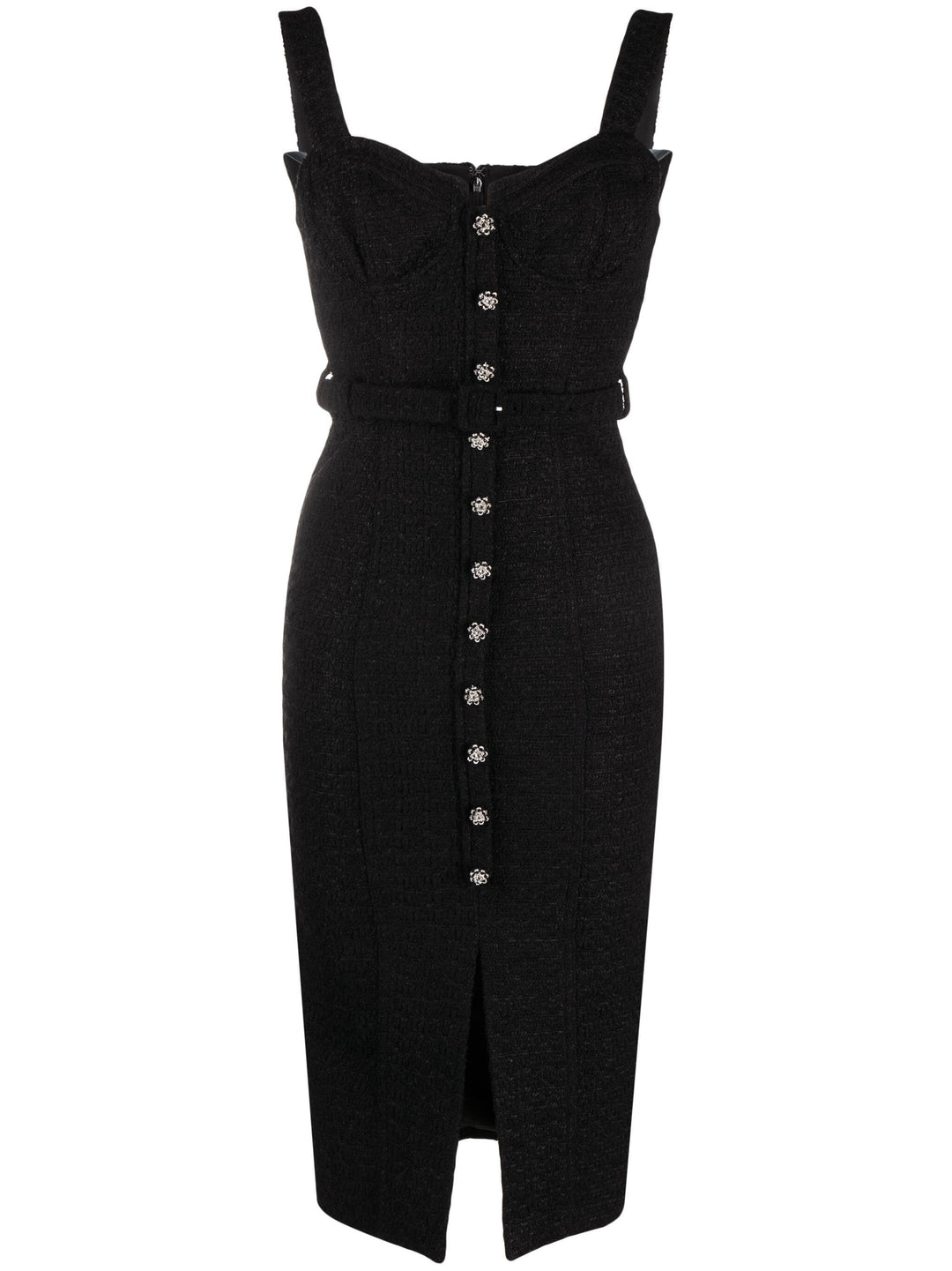 Black Boucle Midi Dress