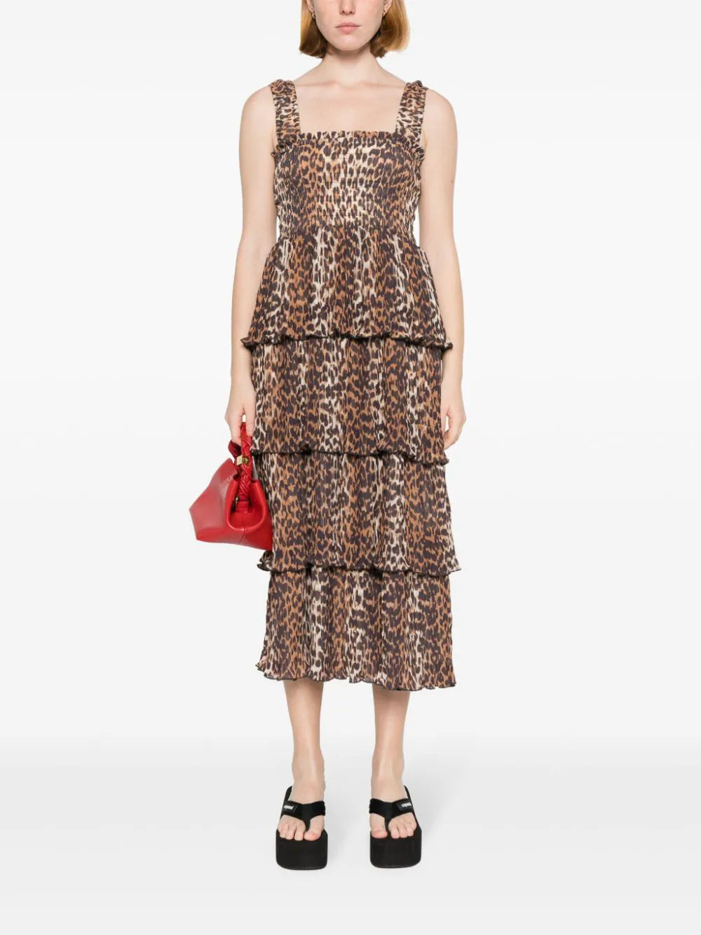 Pleated Georgette Flounce Smock Dress – Club21.com