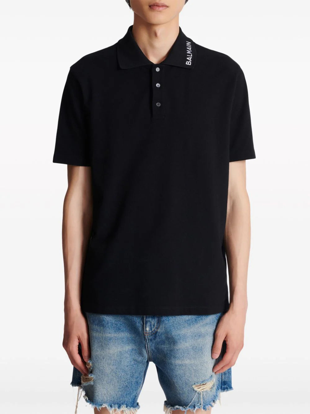 Balmain Stitch Collar Polo