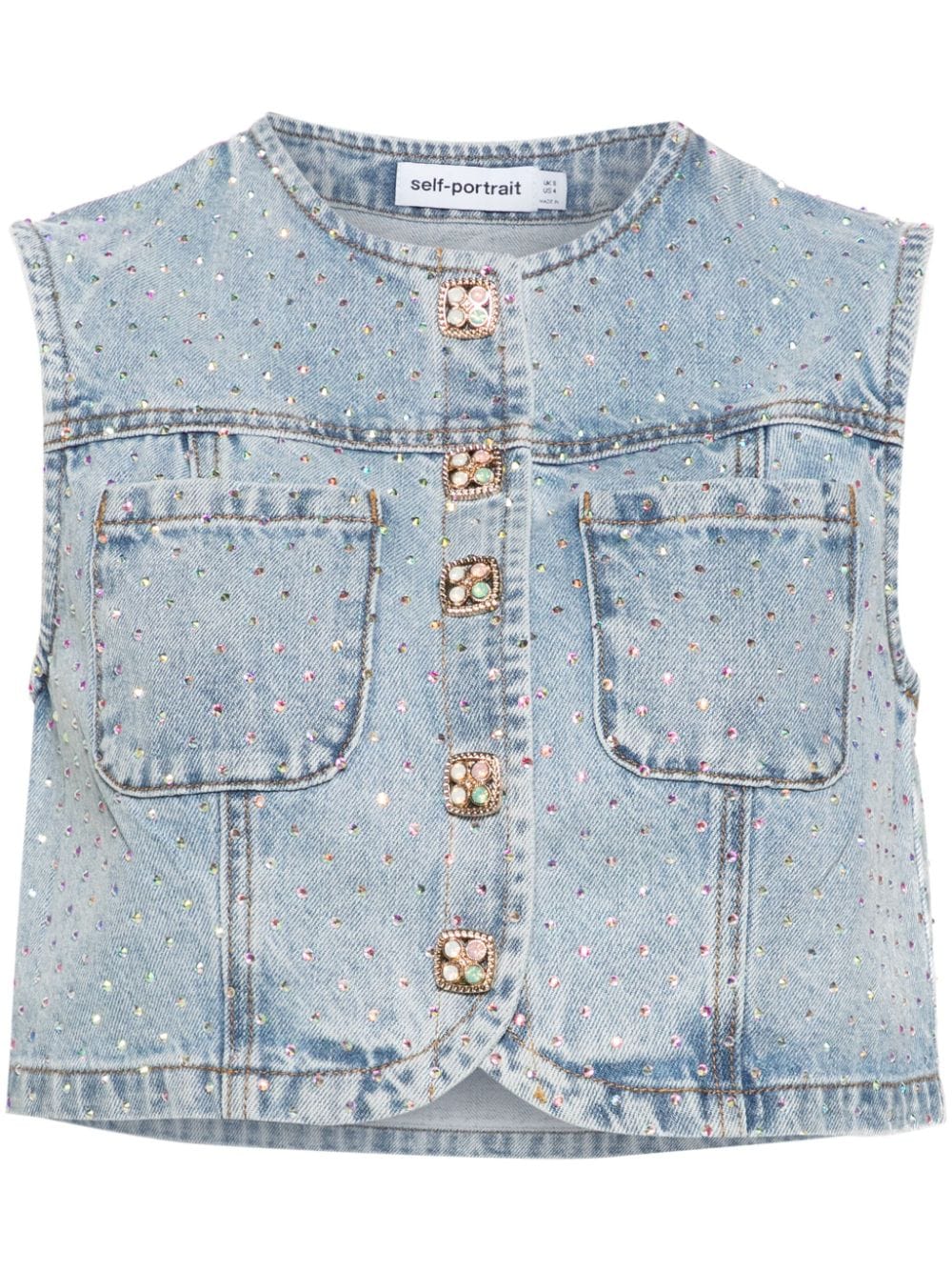 Rhinestone Denim Crop Top