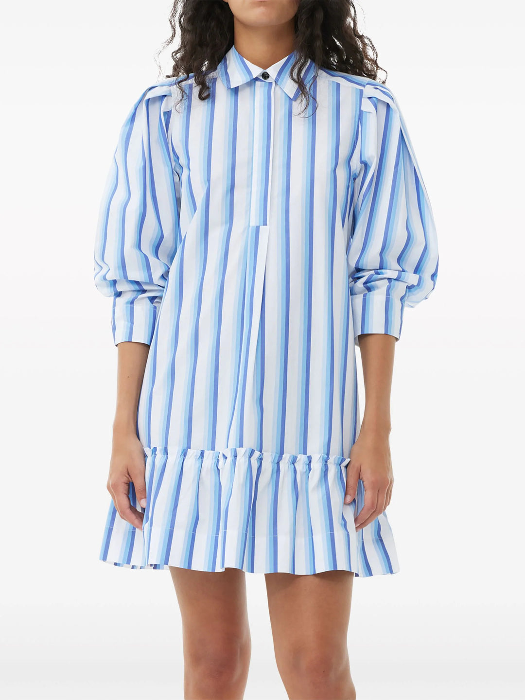 Stripe Cotton Mini Shirt Dress