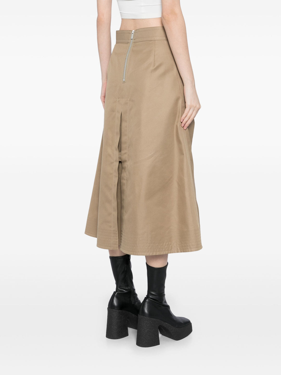 Cotton Gabardine X Nylon Twill Skirt