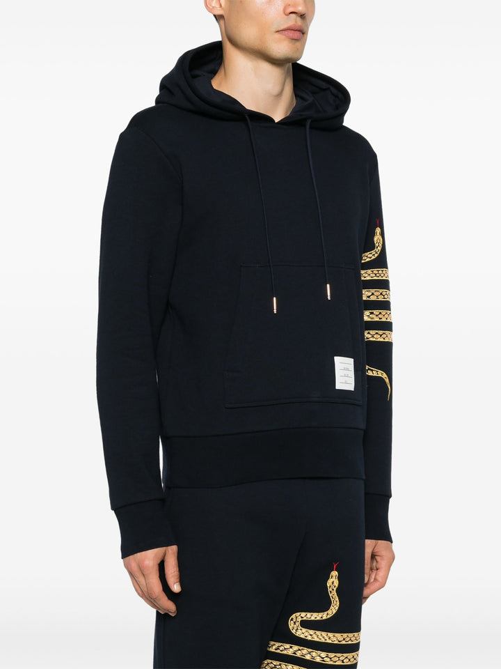 Lunar New Year Hoodie Pullover With Gold 4 Bar Snakes Men