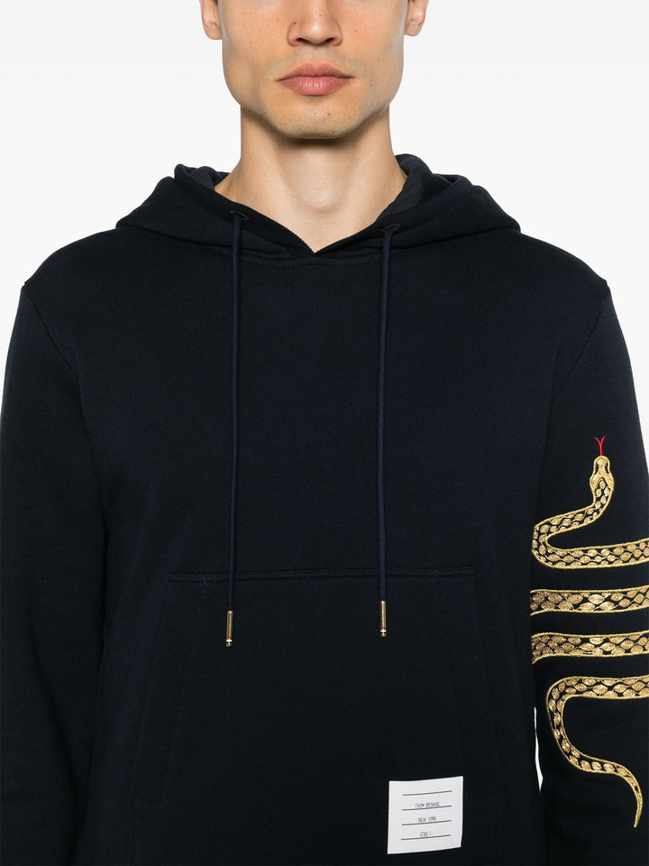 Lunar New Year Hoodie Pullover With Gold 4 Bar Snakes Men