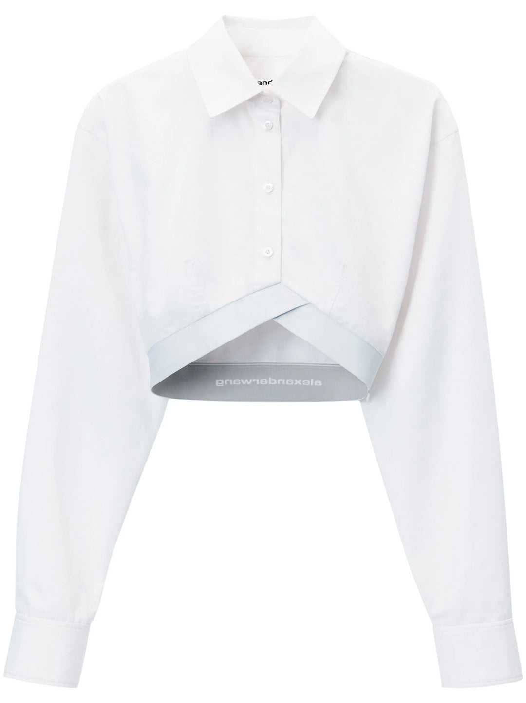 Cropped Shirt In Organic Cotton With Logo Elastic