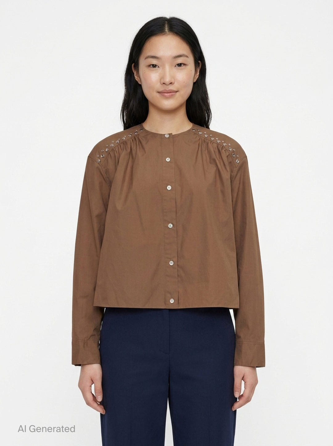 Gathered Poplin Studded Blouse | 3.1 Phillip Lim | Club21 - front