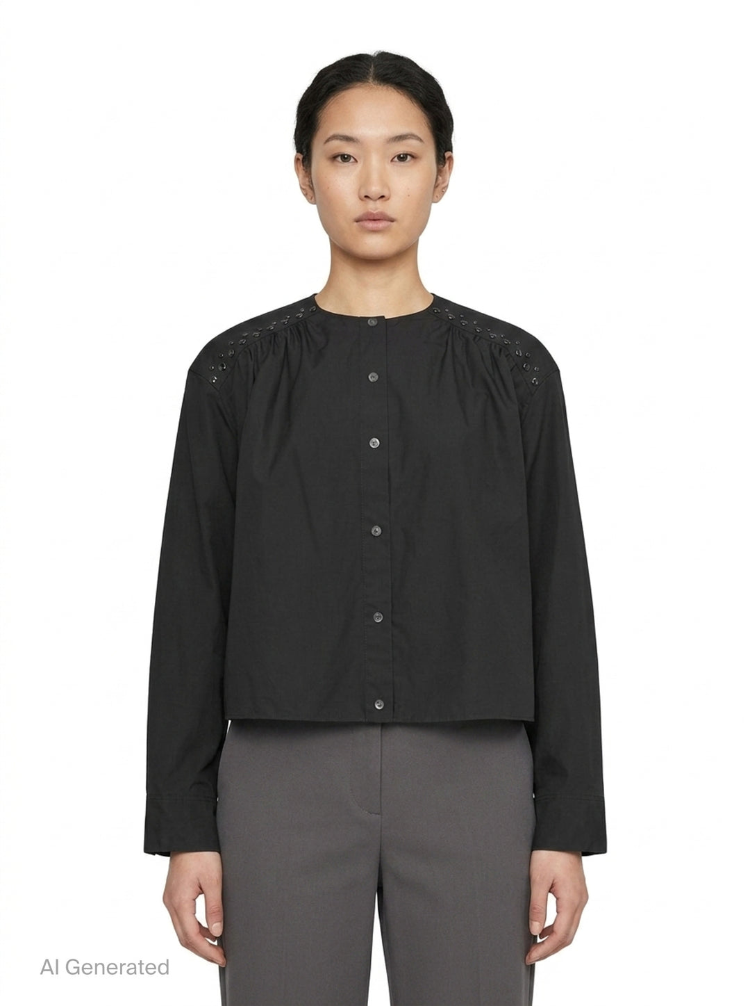 Gathered Poplin Studded Blouse | 3.1 Phillip Lim | Club21 - front