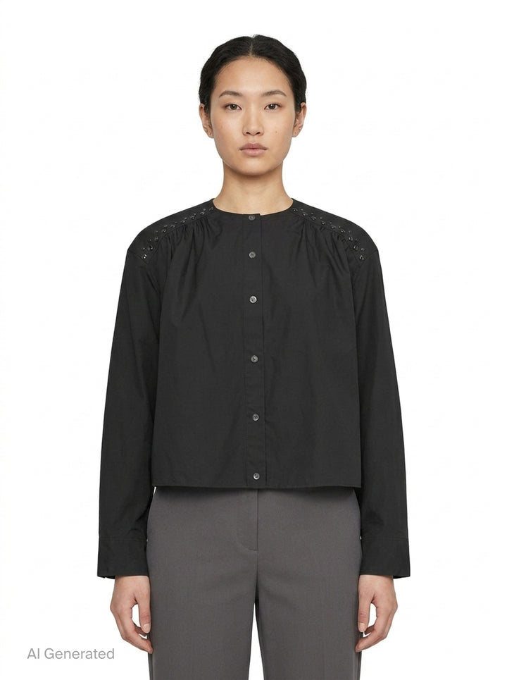 Gathered Poplin Studded Blouse | 3.1 Phillip Lim | Club21 - front