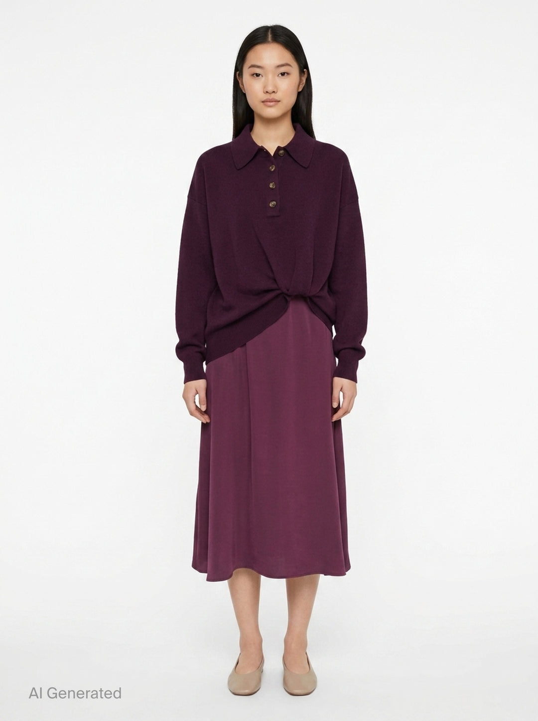 Ultrafine Merino Long Sleeve Polo Midi Dress | 3.1 Phillip Lim | Club21 - front