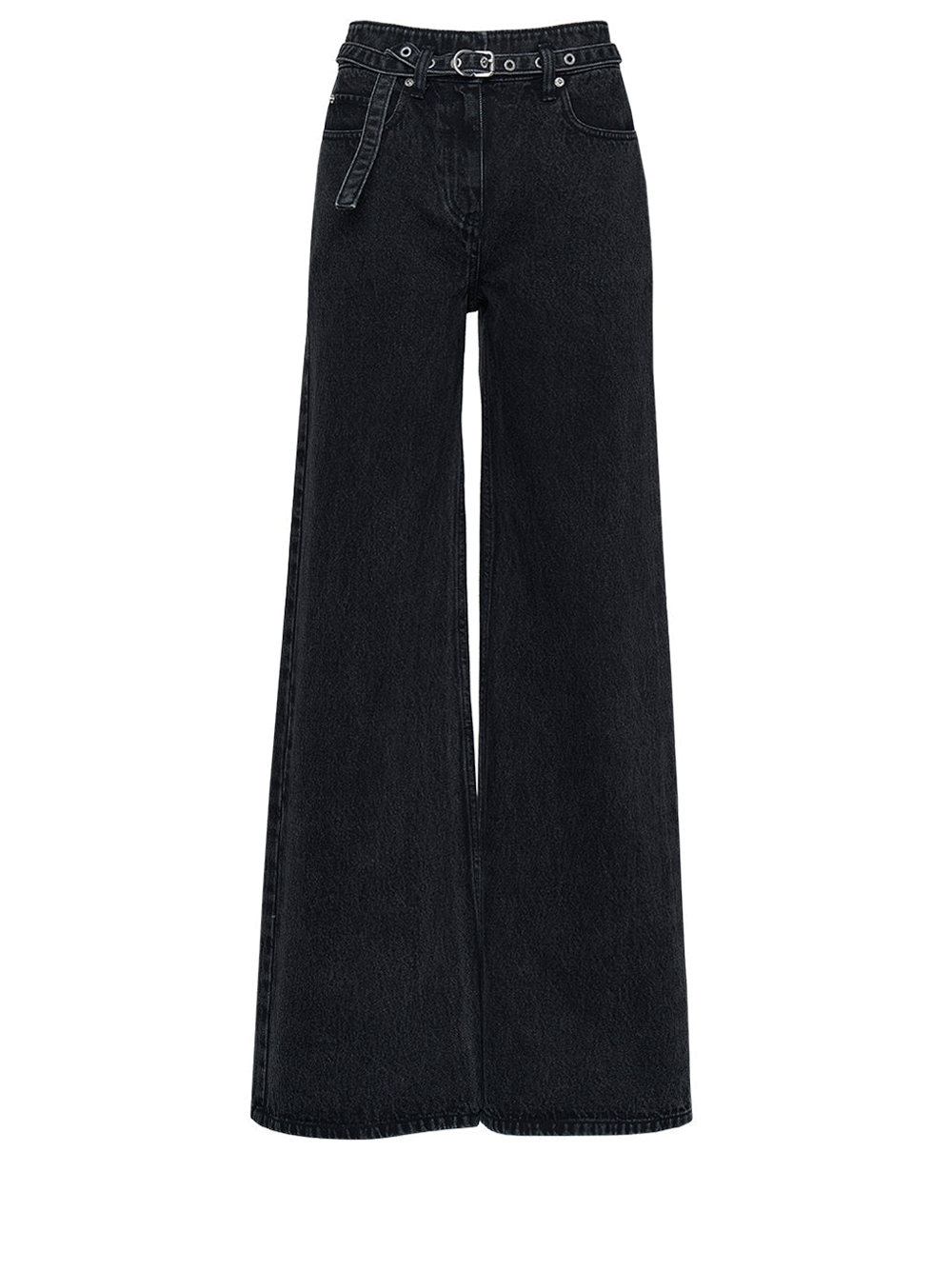 Denim Wide Leg Belted Jeans