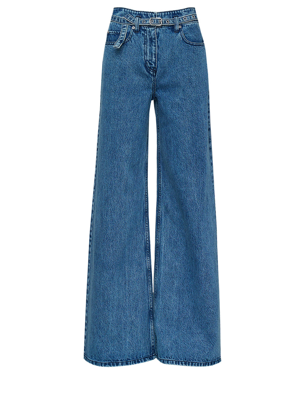 Denim Wide Leg Belted Jeans