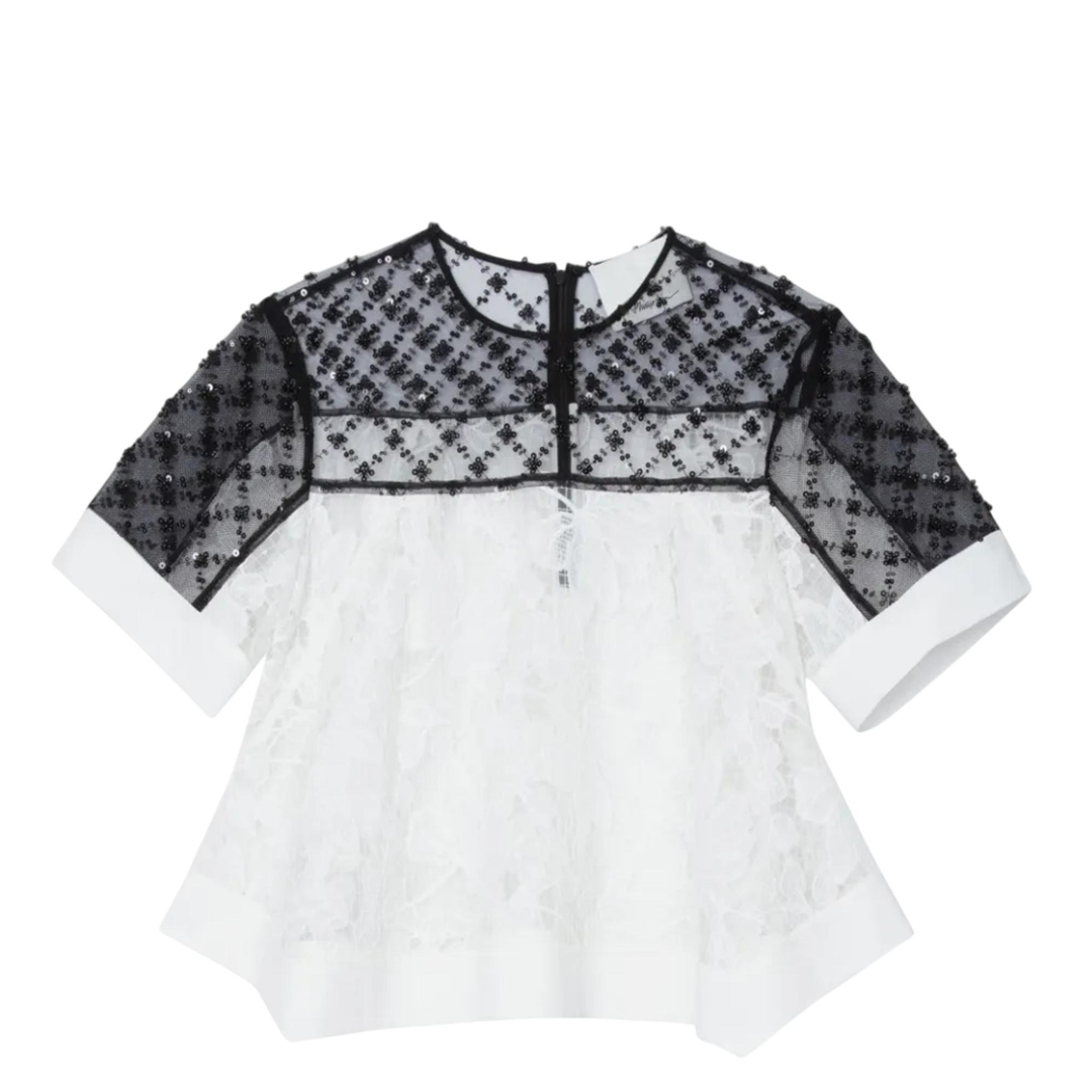 Corded Lace Organza Flounce Top