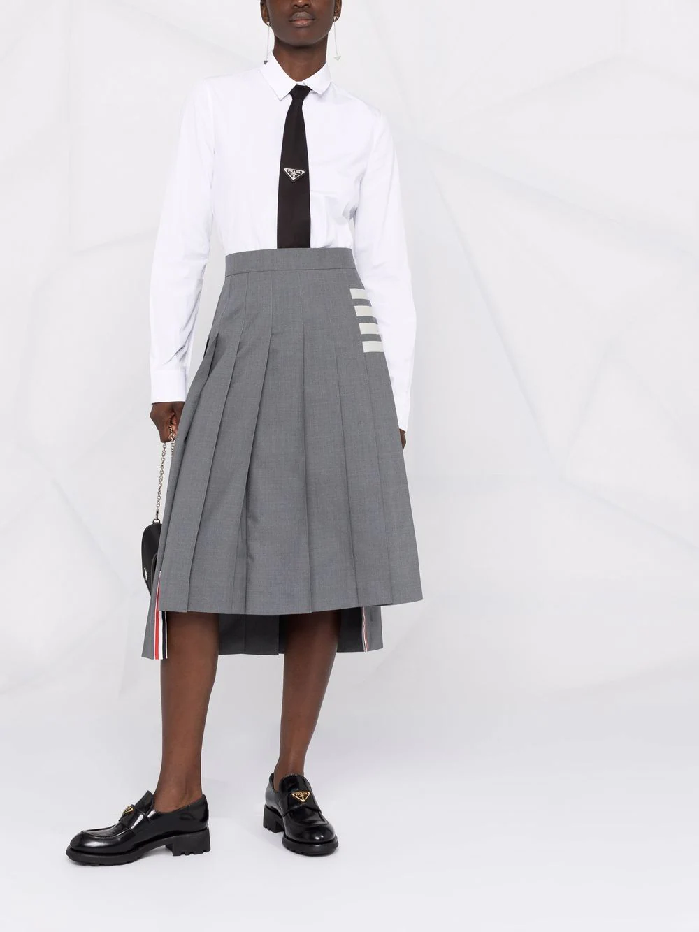 Thom Browne Below Knee Drop Back Pleated Skirt - view 2