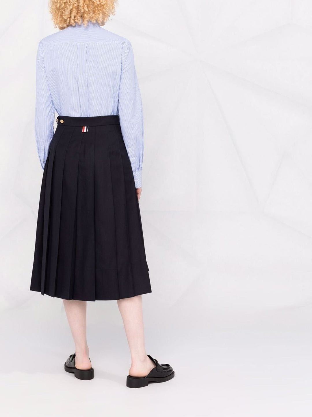 Twill Pleated Midi Skirt