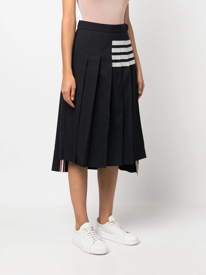 Twill Pleated Midi Skirt