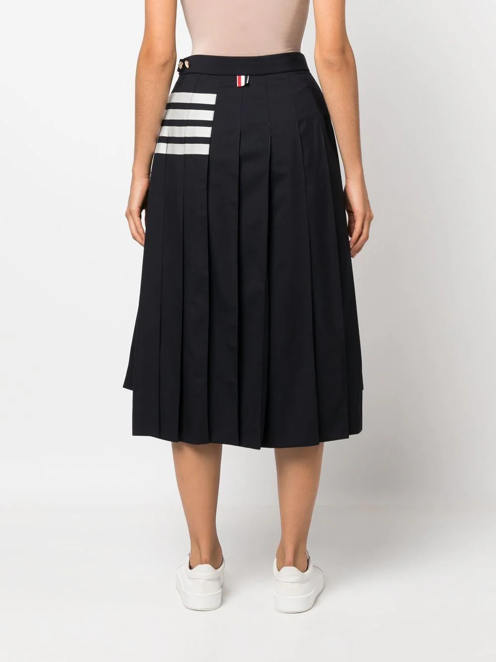 Twill Pleated Midi Skirt