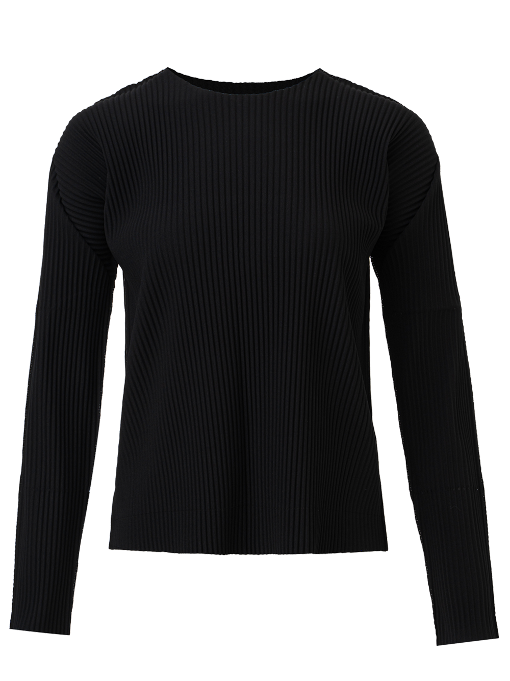 Fine Knit Pleats Black Top