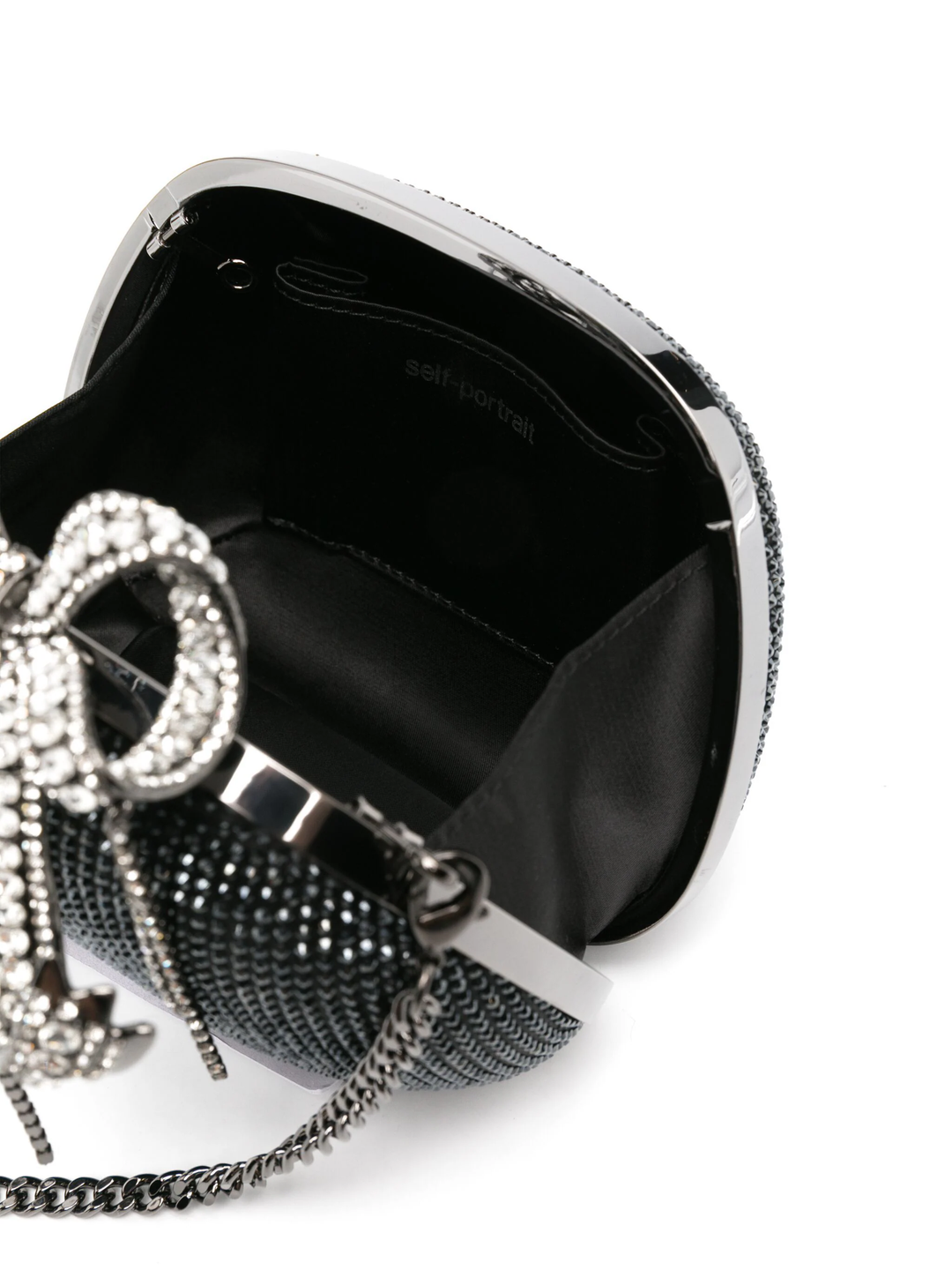 Black Satin Rhinestone Clutch