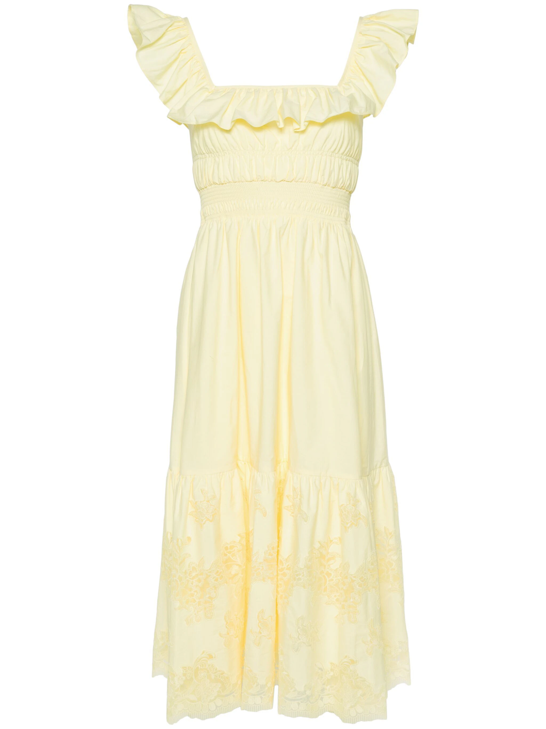 yellow cotton midi dress Women's Prosperina Greer Sunshine Yellow Stripe Cotton Midi Dress | Size: S