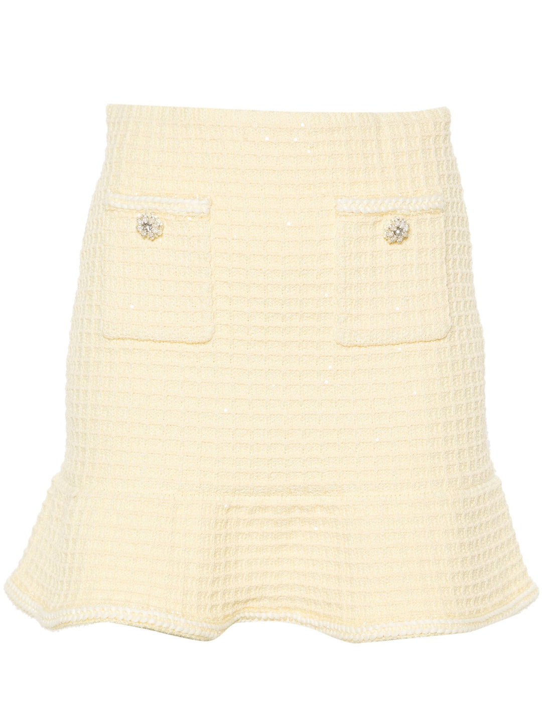 Yellow Textured Knit Skirt