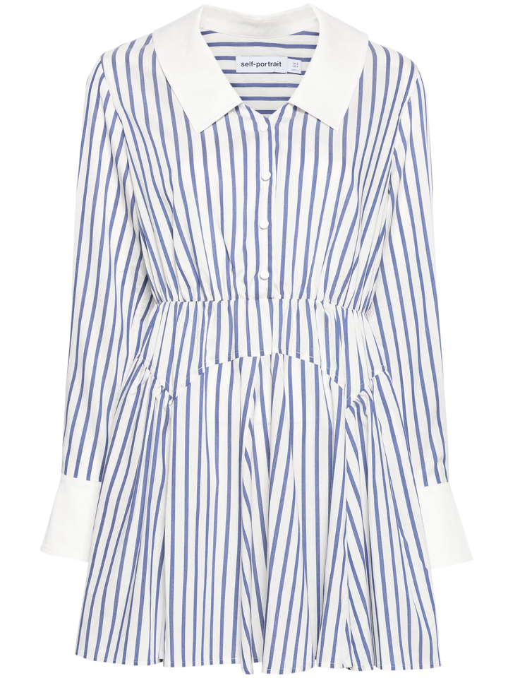 Blue Stripe Cotton Mini Dress