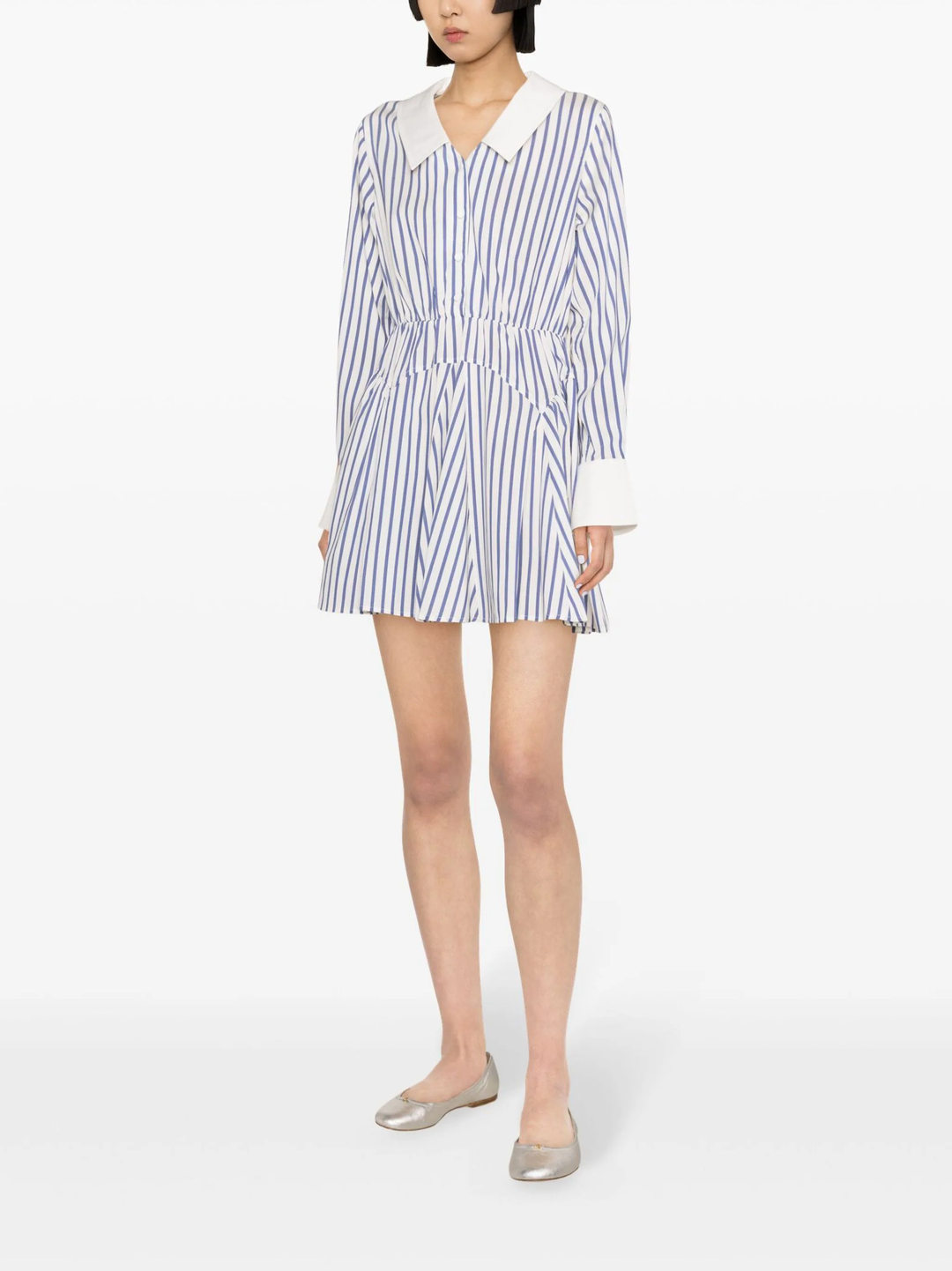 Blue Stripe Cotton Mini Dress