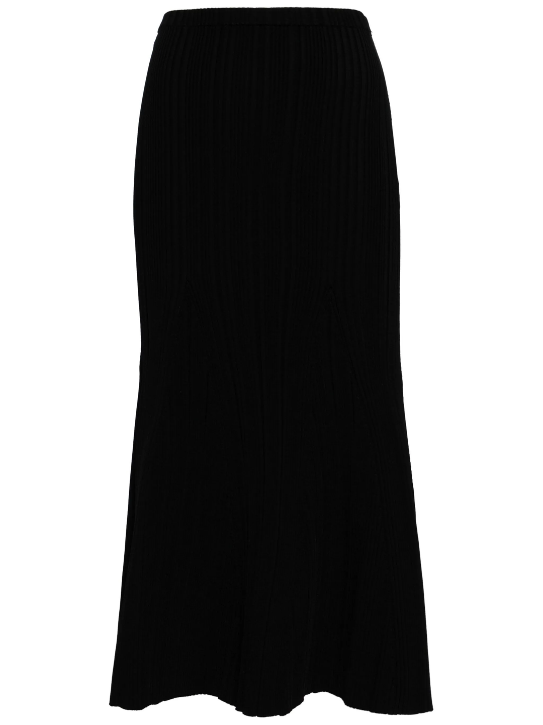 Black Ribbed Viscose Knit Skirt