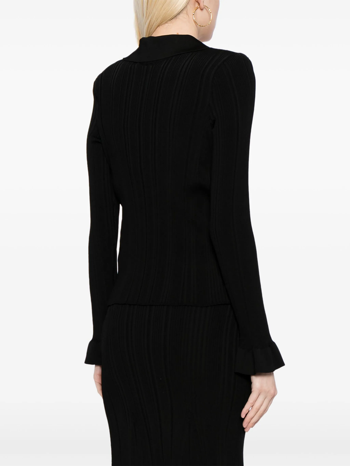 Black Ribbed Viscose Knit Top