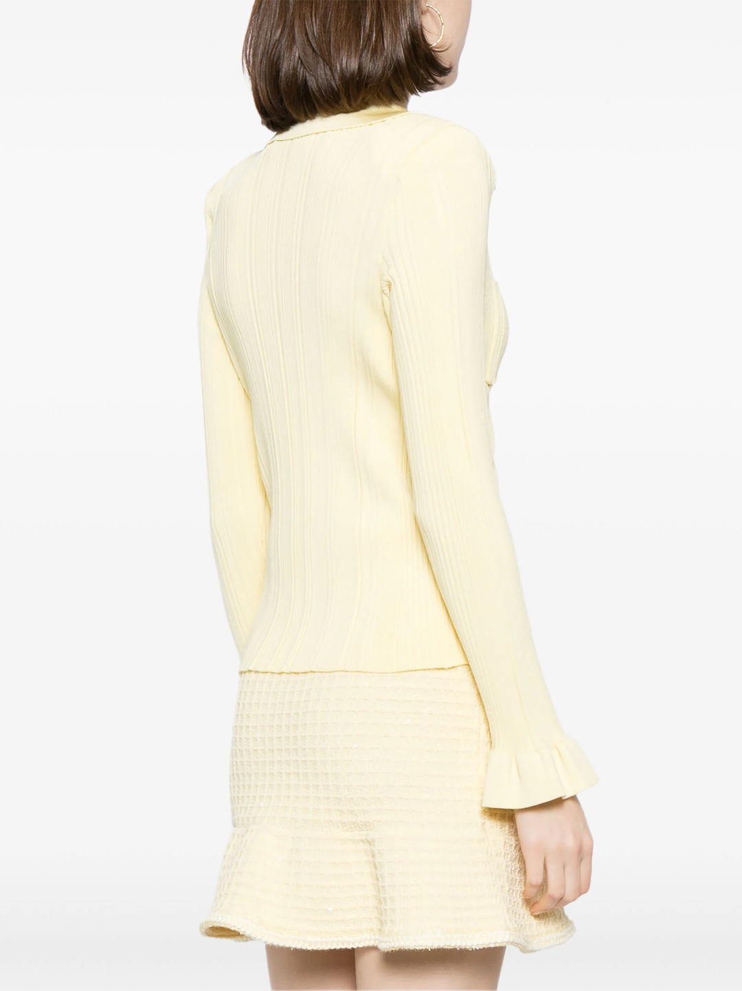 Yellow Ribbed Viscose Knit Top