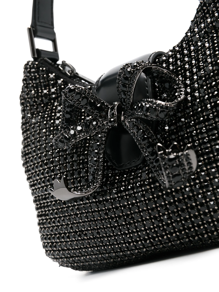 Black Diamante Crescent Bow Bag