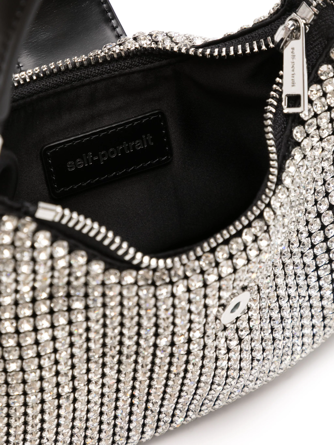 Silver Diamante Crescent Bow Bag