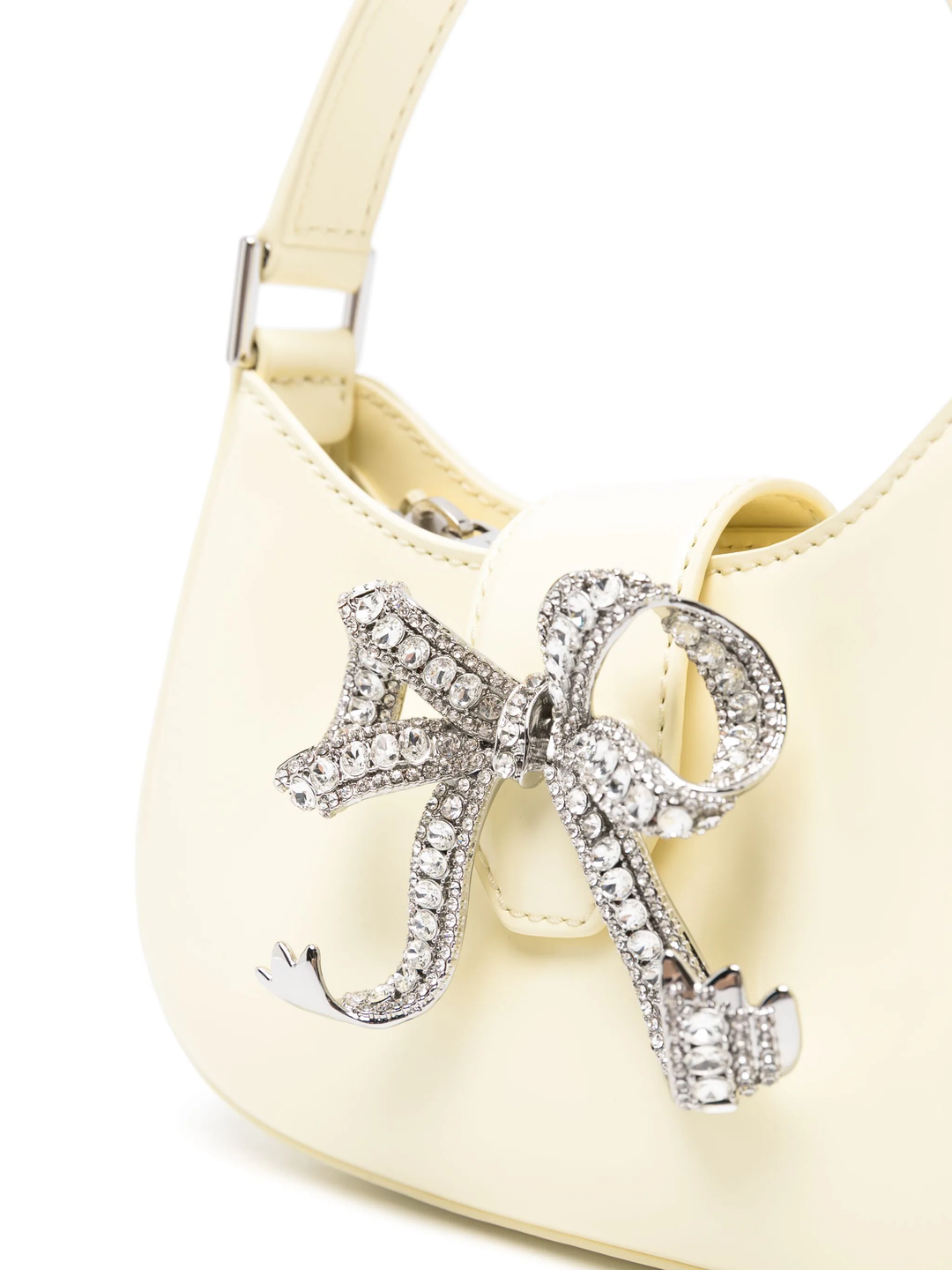 Cream Leather Crescent Bow Bag