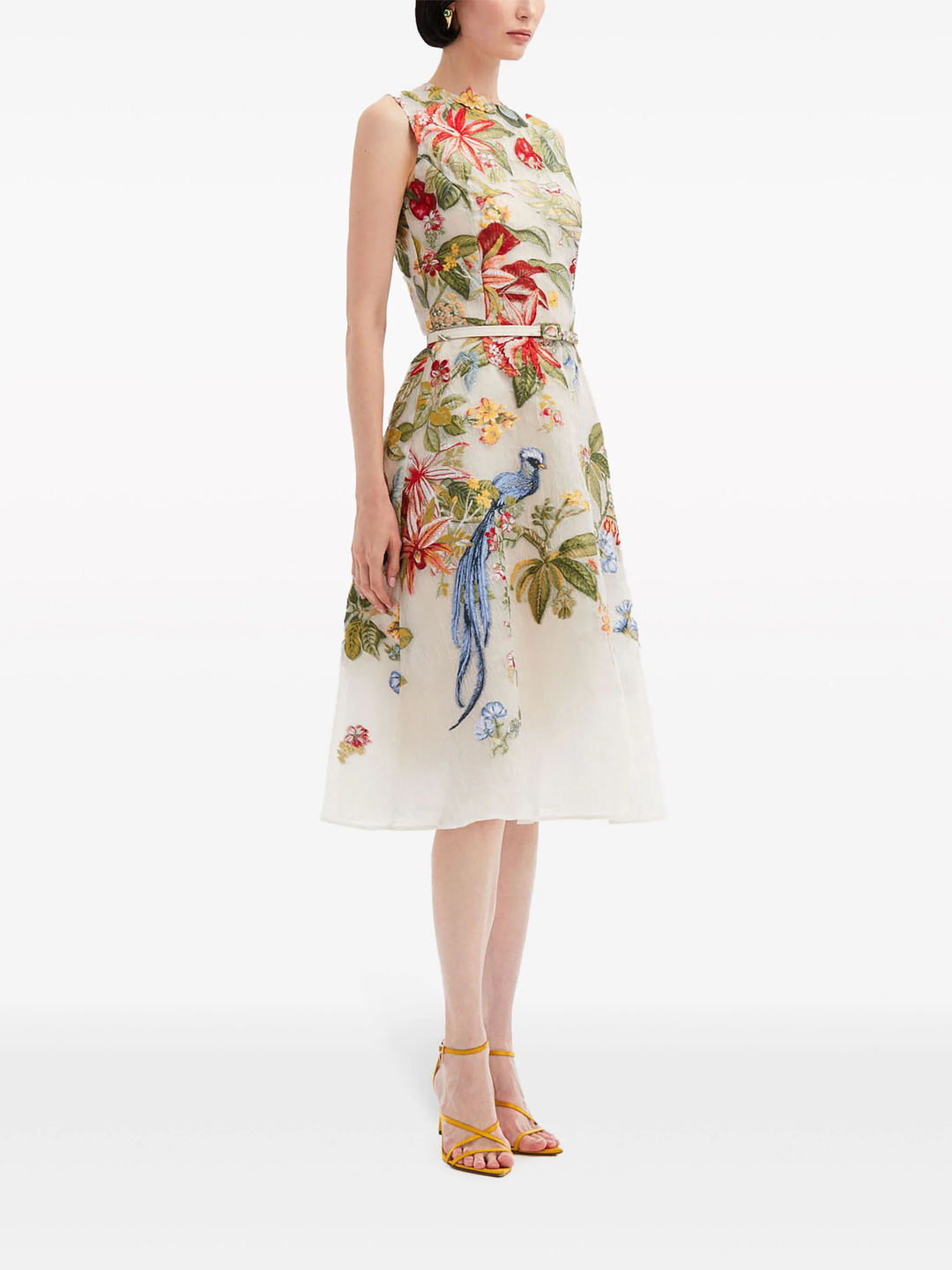 Sleeveless Floral & Fauna Dress