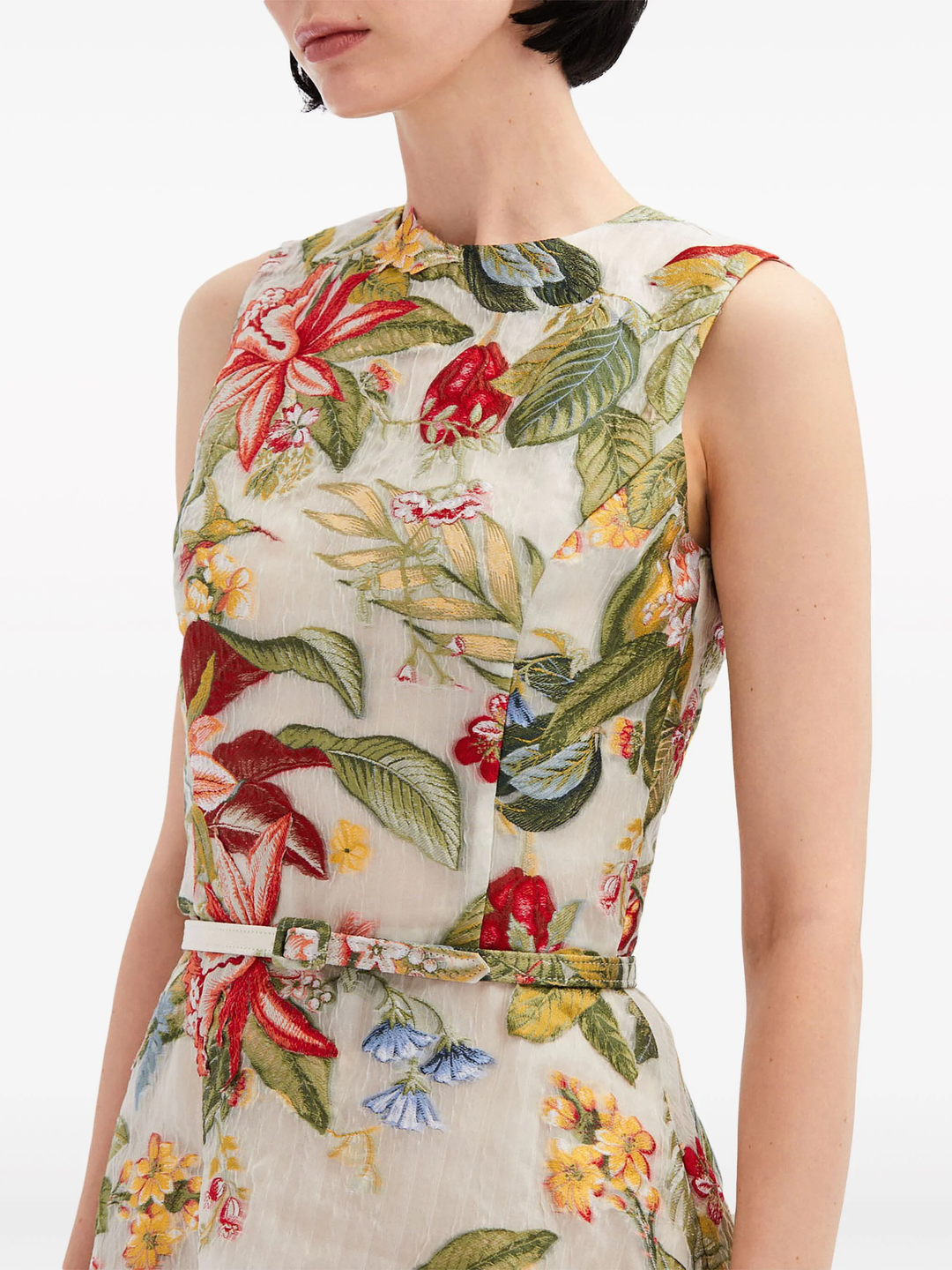 Sleeveless Floral & Fauna Dress