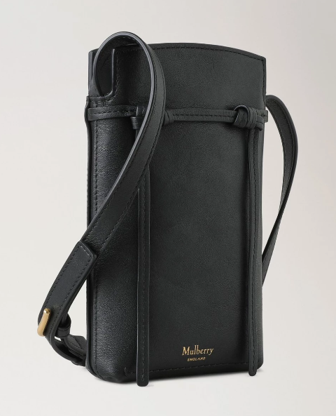 Clovelly Phone Pouch Black Refined Flat Calf