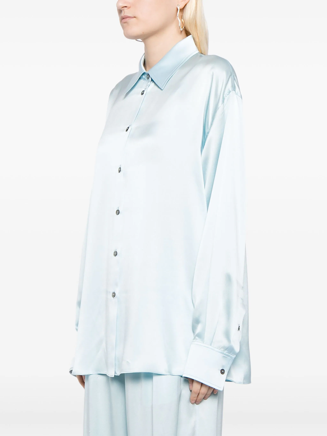 Logo Cutout Shirt In Silk Charmeuse