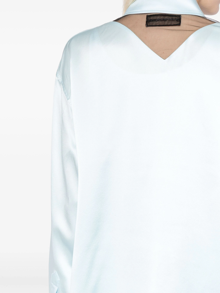 Logo Cutout Shirt In Silk Charmeuse