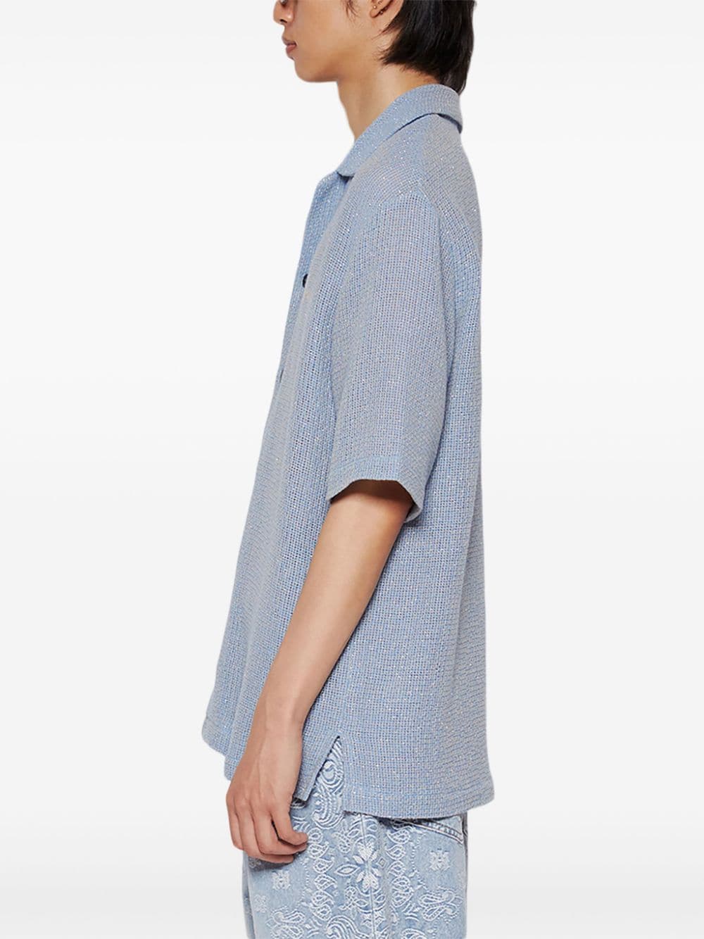 Open Mesh Shimmer Shirt