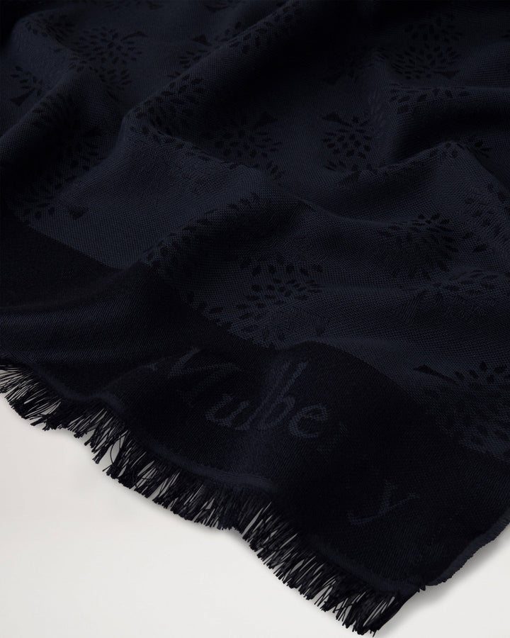 Mulberry Tree Rectangular Scarf Night Sky Cotton Silk Blend