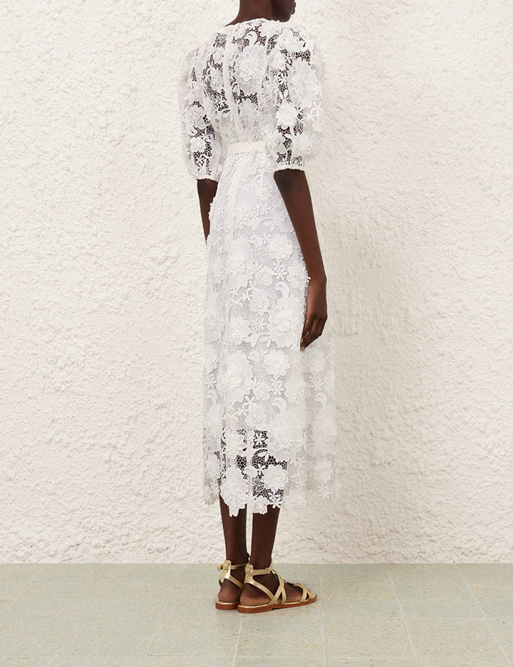 zimmermann halliday lace dress Zimmermann Halliday Lace-Trimmed Floral Linen Maxi Dress In Blue - 50% Off