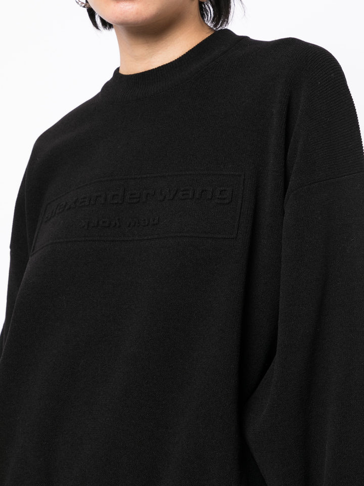 Embossed Logo Ribbed Pullover