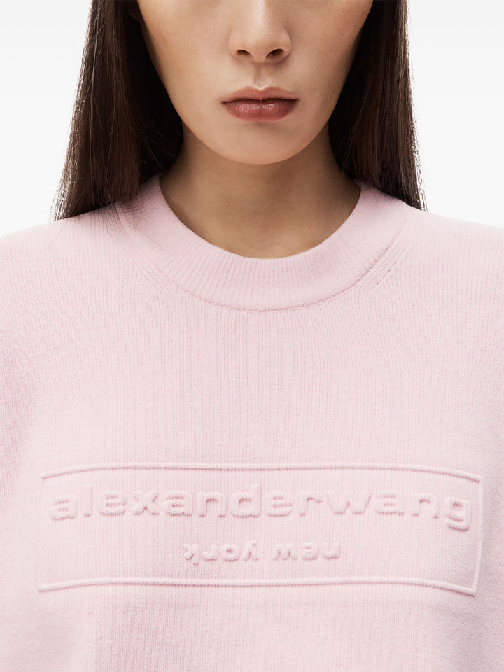 Embossed Logo Ribbed Pullover