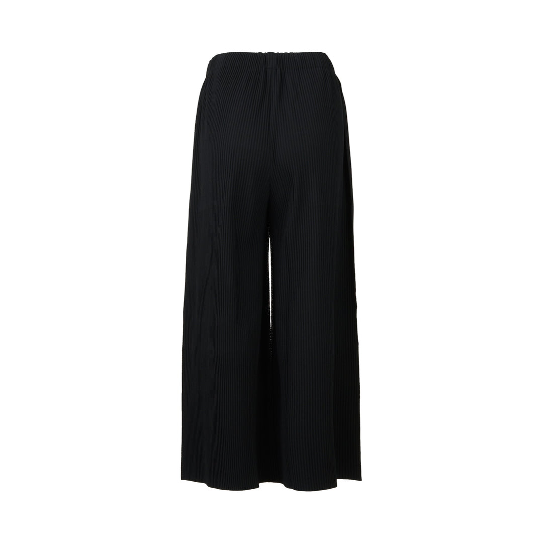 Fine Knit Pleats Black Pants